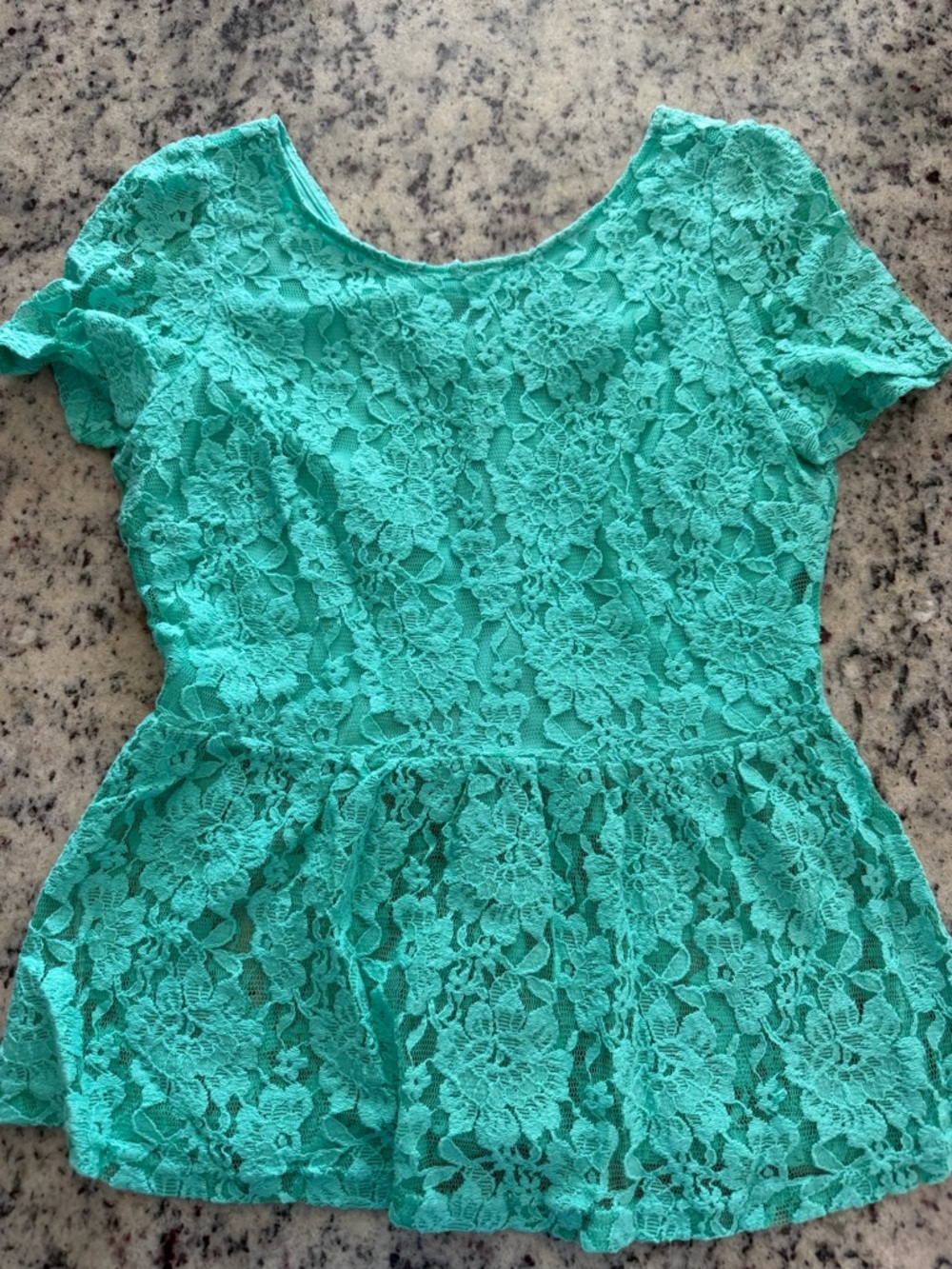 WD.NY Turquoise Lace Fit-and-Flare Top